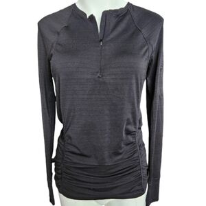 Athleta‎ 1/4 Zip Pullover L/S Lightweight Fitted Top Black Sz Small